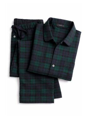 NWT J. Crew Flannel Pajama Pant Sleepwear Set in Plaid Black Watch Tartan  | XS